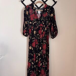 Gap maternity Floral Black Maxi Dress
